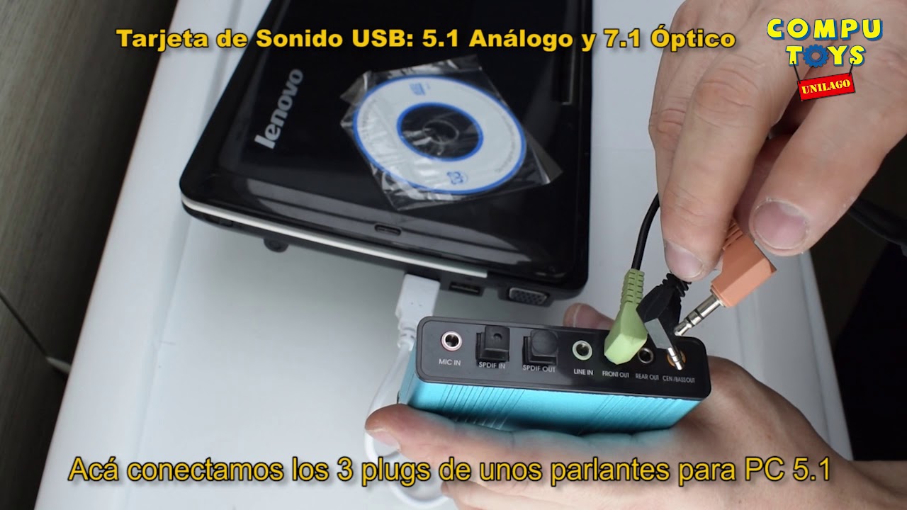 Antología Enemistarse Tutor TSU51 Tarjeta de Sonido Externa USB: 5.1 Análogo y 7.1 Óptico COMPUTOYS  UNILAGO - YouTube