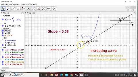 12th Std Maths Ex.7.6(2)(iv) f(x)=x^3/3-logx, graphical view, monotonic, local extremum, link below