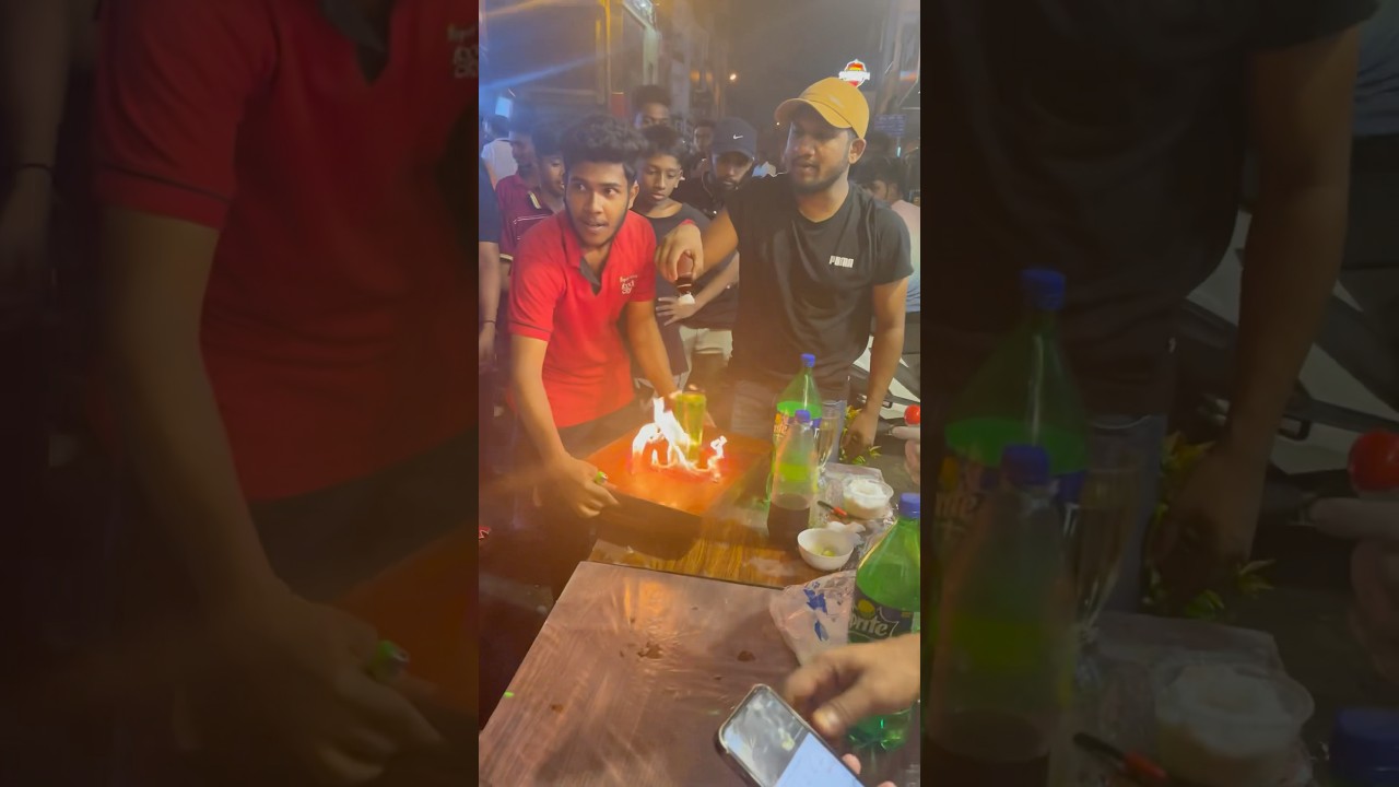Drink one shot on fire 🔥 Aluthkade’s street food magic ✨ 