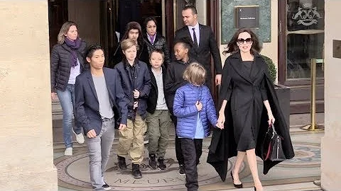 EXCLUSIVE : Angelina Jolie and all her 6 kids go visit the Louvre Museum in Paris - DayDayNews