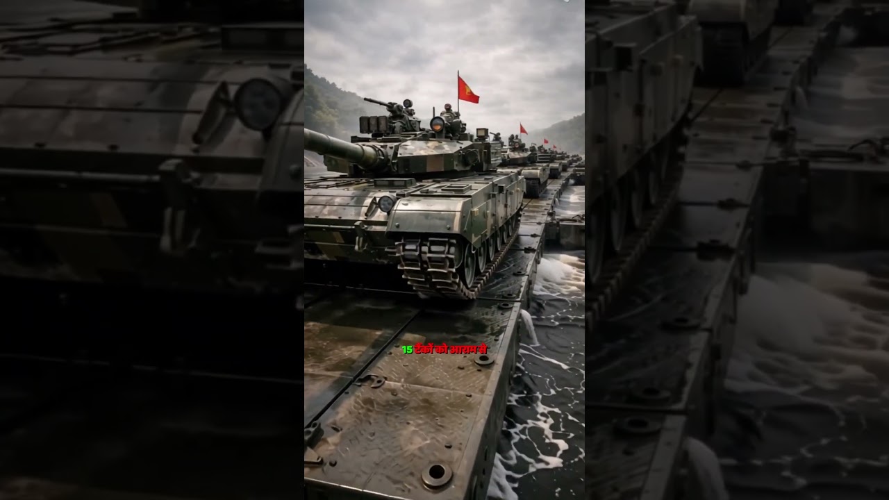 Army Engineers Build Floating Bridge 