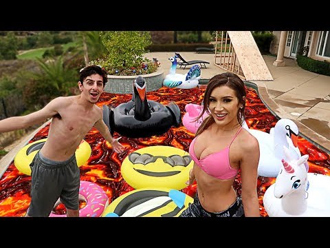 THE POOL IS LAVA CHALLENGE ft. Molly Eskam!!