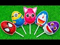 Some lots of big lollipops  satisfying yummy candies shark eggs