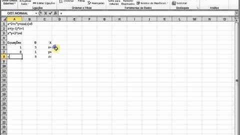 Resolver sistemas equações não lineares - Excel