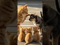 Mom teaches kittens how to say Hello 👋🐶 So gentle! #Shorts