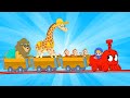 Animal train  monkeys lions and giraffes  my magic pet morphle  cartoons for kids