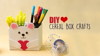 Cereal Box Crafts | Diy Desk Organiser | Back to school