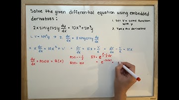 Solve the given differential equation using embedded derivatives: 2xsinycosydy/dx = 10x^2 + sin^2(y)