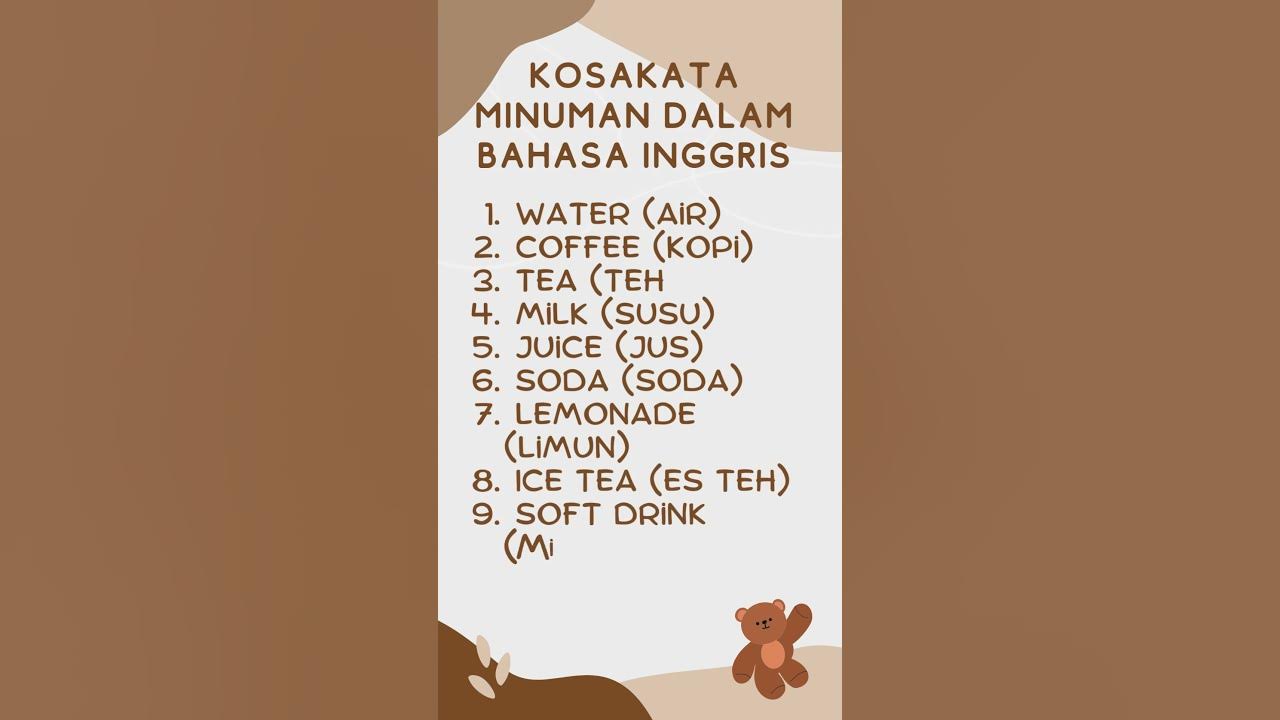 Kosakata minuman dalam bahasa inggris