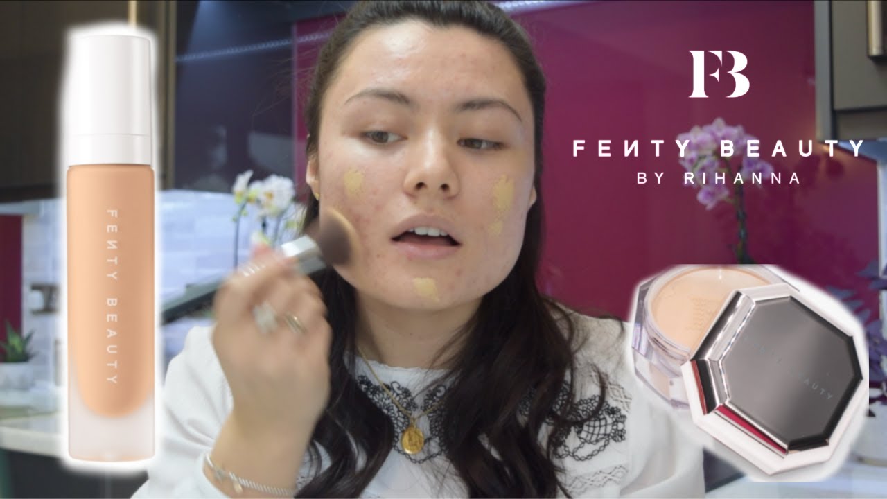 FENTY BEAUTY PRO FILT'R Foundation & Powder Review and Demo on Acne