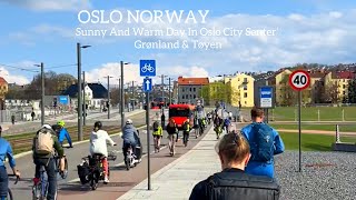 OSLO NORWAY, Sunny Warm Walk In Oslo City Senter🇳🇴 Virtual Walking Tour 4K/60ftp