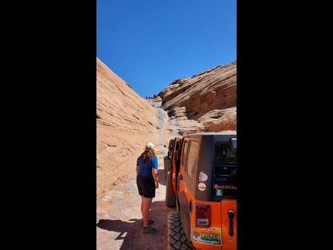 Dick with his 2021 Jeep Rubicon climbing up Hells Gate at end of Hells Revenge 4-11- 2023
