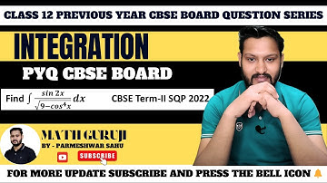 Integrate sin2x/sqrt(9-cos^4x) | class 12 Maths PYQ CBSE 12 | Integration PYQ CBSE Class 12 by PSAHU