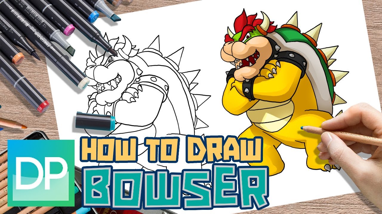 [DRAWPEDIA] HOW TO DRAW BOWSER FROM MARIO KART - STEP BY STEP DRAWING