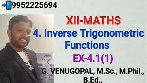 12th maths |exercise 4.1 Q.no.1 |chapter 4 |Inverse Trigonometric Functions.