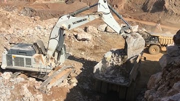 Liebherr 984 Excavator Loading Caterpillar Dumpers - Sotiriadis/Labrianidis Mining Works