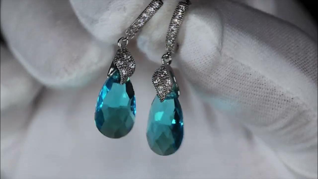 blue diamond hoop earrings - YouTube