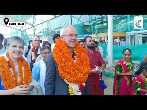 Worldwide head of Anglican Church  Justin Portal Welby arriving in Amritsar on a two day visit