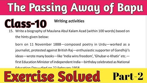 The Passing Away of Bapu//Class 10//Lesson 3//Exercise Solved Part 2//by Nayantara Sehgal//WBBSE