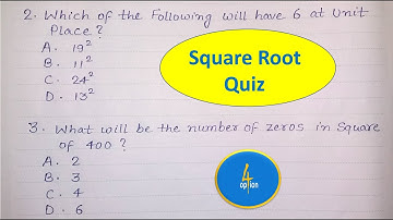 Squares and Square Root Class 8 Chapter 6 Math Interesting Question Answer. MCQs NCERT and CBSE.