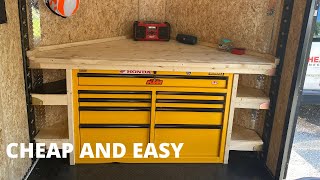 DIY enclosed trailer shelf with tool chest