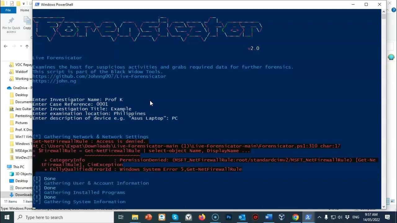 Gathering Windows System Information Using Live Forensicator - YouTube