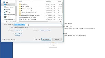 Enregistrer un fichier Word au bureau