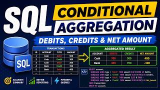 SQL Conditional Aggregation | Debits, Credits & Net Amount