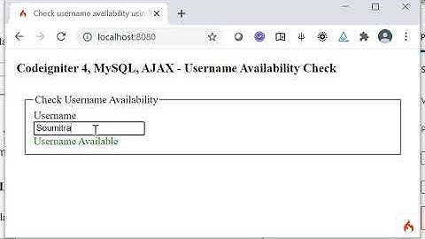 Codeigniter 4 AJAX MySQL Username Availability Check