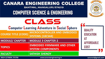 VTU MCES (18CS44) Microcontroller & Embedded Systems: EMBEDDED FIRMWARE & OTHER COMPONENTS (M3 L10)