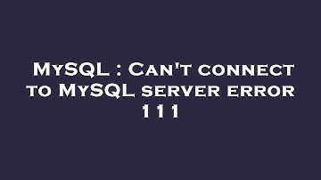 MySQL : Can