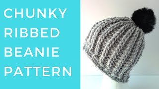 Crochet Chunky Ribbed Beanie Pattern