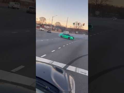 Hellcat tears up intersection , almost crashes #hellcat #atlanta #charger #police #chase #carmeet