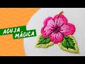 🌺 Bordado Flor China con Aguja Magica para PRINCIPIANTES 🧵 Punch Needle