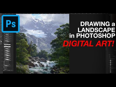 Drawing a Landscape in Photoshop - How I draw DIGITALLY! #SKETCHENDEAVOUR