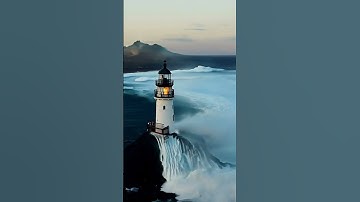 Lighthouse vs  Massive Wave! Drone Captures Epic Ocean Impact.  #dangerouswaves #scaryocean
