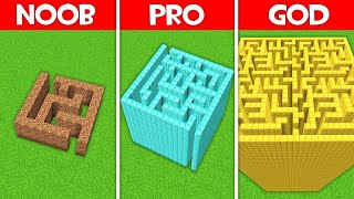 Minecraft Battle: TALLEST MAZE HOUSE BUILD CHALLENGE - NOOB vs PRO vs HACKER vs GOD in Minecraft!