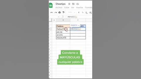 Pon en MAYÚSCULAS cualquier palabra en #GoogleSheets #shorts #excel #sheetips #mayusculas