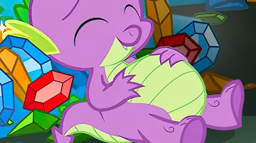 Spikes BIG tummy full of gems 🍔