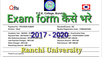 RANCHI UNIVERSITY SEMSTER 6 FROM KAISE BHARE MOBILE SE || SEMSTER 6  EXAMINATION FORM 2017 - 2020