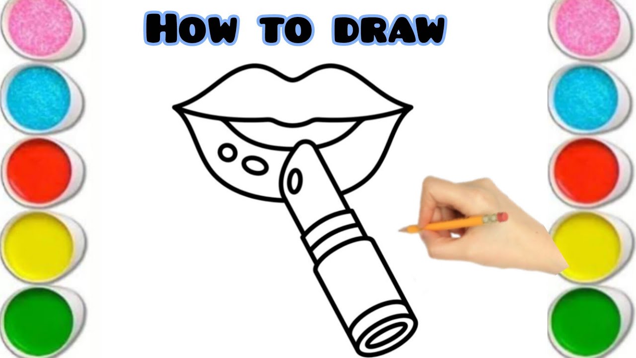 How To Draw Lips with Lipstick | Step by Step drawing & coloring 