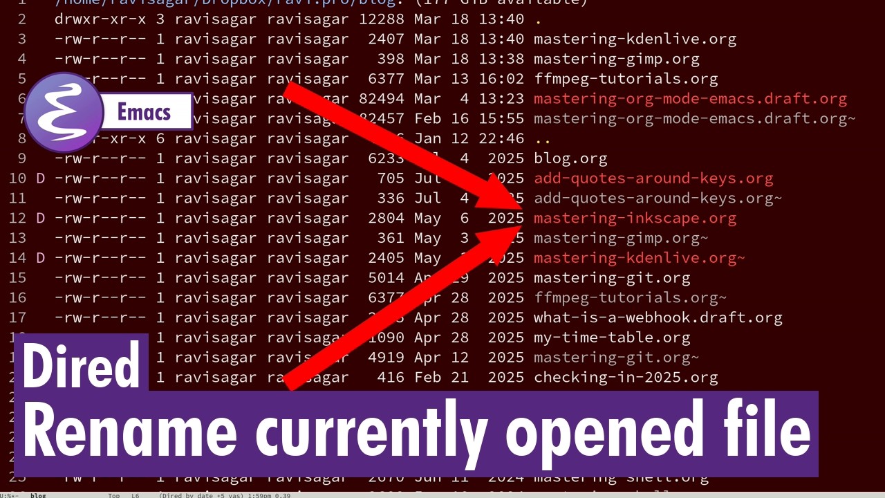 Emacs - Rename currently opened file in Dired mode - YouTube