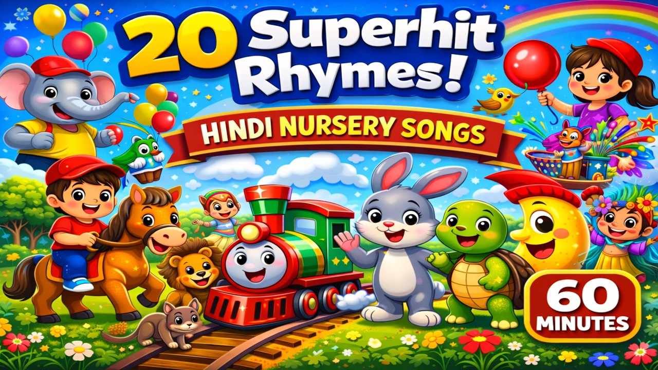 Top 20 Hindi Nursery Rhymes 🎵 | 60 Minutes Nonstop Kids Songs | Matangi ...