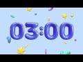 💙3-Minute Timer | Beeps &amp; Blue Bubble Numbers | 4K✨