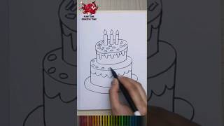Drawing Birthday Cake / Menggambar Kue Ulang Tahun #easydrawing  #shorts  #birthdaycake #howtodraw