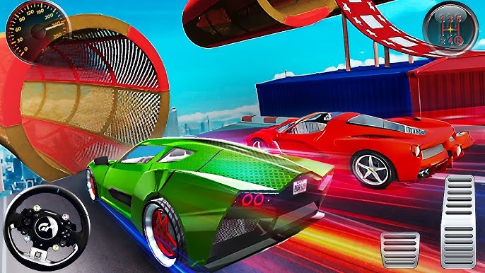 Na competição de jogo autocolante de corridas de carros conjunto de carro  de alta velocidade para ganhar na competição de jogos de corrida esport car  racing ilustração vetorial design de estilo plano