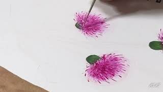 【アクリル画・トールペイント】アザミを描いてみた❣️百均の筆がすごく便利💕- Thistles, Easy Way, Acrylic painting step by step