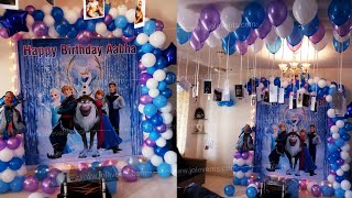 Frozen Theme Decoration For Kids Birthday Party, Balloon Decoration At Home For Frozen Theme Party