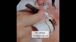 #まつげエクステ動画#まつげエクステの様子#深い赤色　と　#明るい茶色　のMIXです　#50代のお客様　2025.6.20