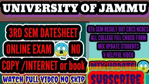 @jammu university/3rd sem Datesheet 3rd&5th online/exm full update/Doubt/full watch video/no skip
